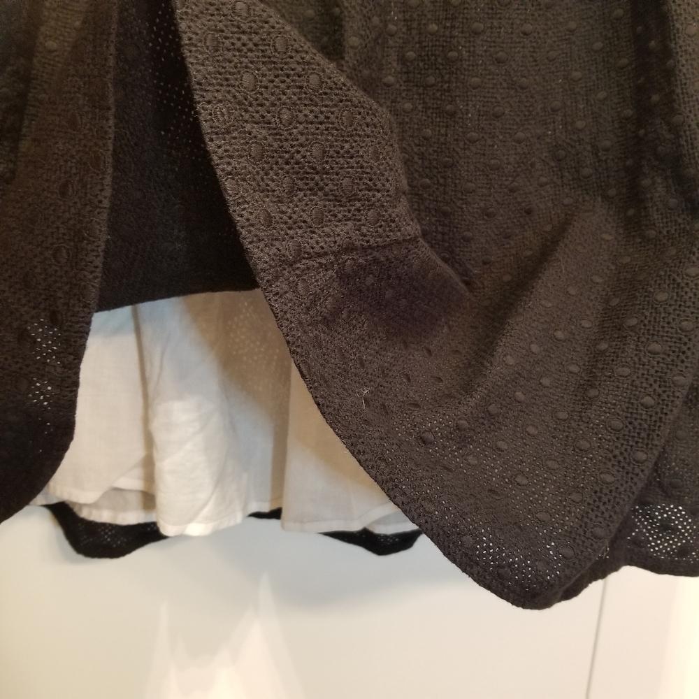 Talbots Black Swiss Dot Skirt Petite 6P Fit & Flare Lined Classic Work Skirt - Picture 4 of 9